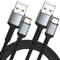 Câble USB C 1 m + 2 m, nylon USB A vers USB C 3 A - Câble de charge rapide - Compatible avec Samsung Galaxy S22 S21 S20 S10 S9 S8 Plus Note 10 9 8, Huawei, Google Pixel, Xiaomi, Sony Xperia XZ