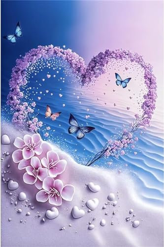 Liebesblume Diamond Painting Erwachsene,Schmetterling Diamond Painting Set,5D DIY Diamant Painting Bilder Groß xxl 40x60cm Diamond-Painting,mit Diamond Painting Zubehör,Zimmer Deko Aesthetic Ly-11062