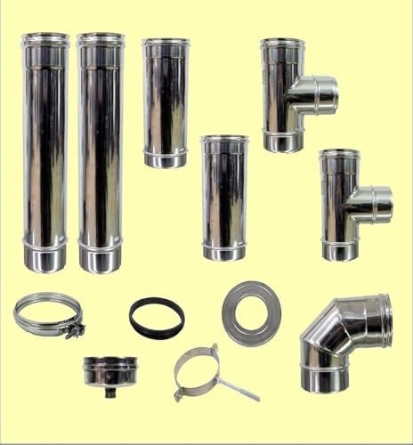 Rauchabfluss-Set für Pelletöfen, Edelstahl 304 5/DC, Durchmesser 100