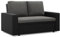 Mebligo - Zweisitzer Sofa Wohnzimmer mit Schlaffunktion, Bettkasten und Kunsteleder 148x90x87 (BxHxT) Grau und Schwarz Luna, Schlafsofa Platzsparend, Schlafcouch, Sofabett, Sofa Bed, Bettsofa