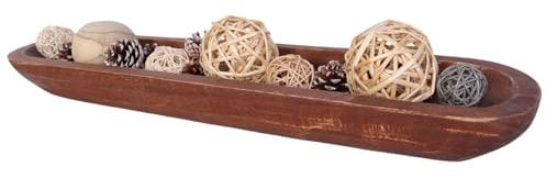 Athaliah Wooden Dough Bowl, Hand Carved Rustic Long Wood Dough Bowls for Decor, Vintage Decorative dough bowl for Table Centerpiece (30 Inch-Brown)