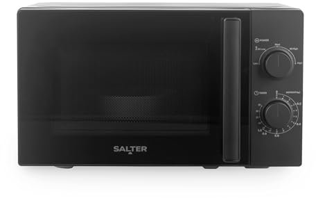 Salter Kuro 20 L Microwave – 800 W Solo Microwave Oven, 25.5 cm Rotating Turntable, 5 Power Levels & Defrost Setting Function, Adjustable Twin Dial Control, 35 Minute Timer, Black