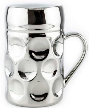 Der kleine MUC: Exklusives Champagnerkrügerl aus Porzellan | Luxus-Bierkrug & Cappuccino-Tasse | 330 ml | Hochwertiges Hartporzellan | Monaco Silver (metallic-silber)