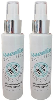 ESSENTIA Body Guard, Spray Antizanzare Naturale, Esclusivi 6 Oli Essenziali Naturali con Glicerina Vegetale, Protezione Insetti e Pelle Morbida (100 ml, Confezione da 2)