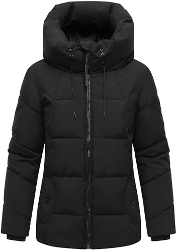 MARIKOO Damen Winterjacke warme Steppjacke mit verstellbarer Kapuze Kuscheltatze XVI XS-XXL