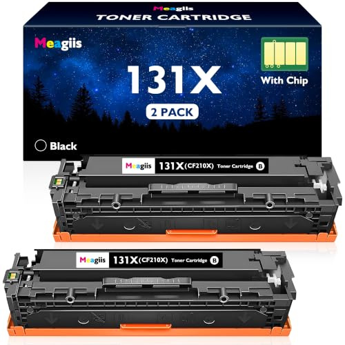 Meagiis 131X Schwarz CF210X Toner Kompatibel mit HP 131X 131A (2 Schwarz) | Kompatibel mit HP LaserJet Pro 200 color M251, M251n, M251nw, MFP M276, M276nw M276n; Mit Chip; Klarer Text & Feine Linien