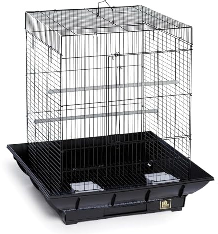 Vogelkäfig, Käfig für Kanarienvögel, Sitzenstangen & Futternäpfe & Schmutzwanneneinsatz, Metall Papageienkäfig Vogelvoliere Kleintierkäfig für Wellensittich, Sittich, 45 x 45 x 60 cm
