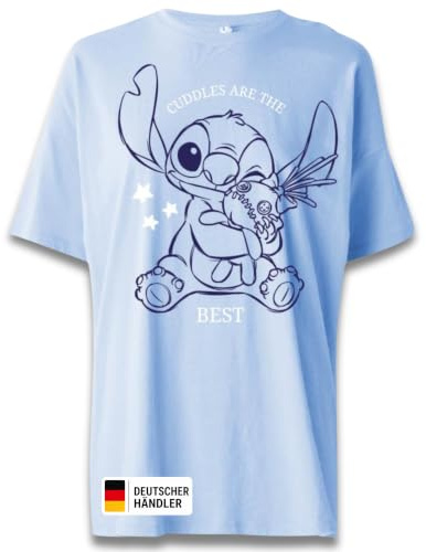 Disney Lilo und Stitch T-Shirt für Jugendliche & Erwachsene, 100% Baumwolle, Größen S bis L, Design mit Stitch & Angel, Teenager