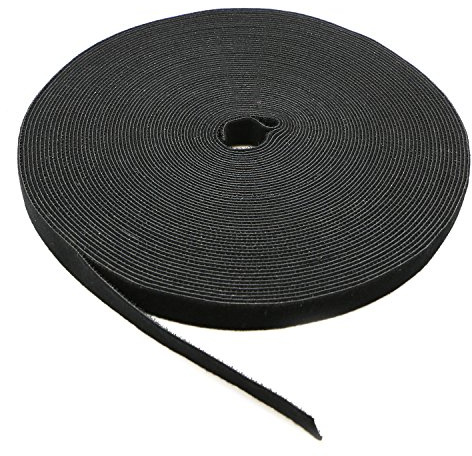 Saisn Reusable Fastening Tape Cable Ties 3/4 Inch Double Side Hook Roll (25 Yard, Black)