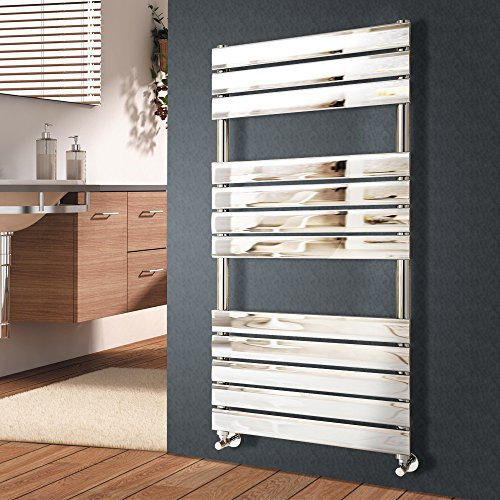 NRG 1200 x 600 mm Designer Flat Panel Heated Towel Rail Radiators Chrome Bathroom Radiator