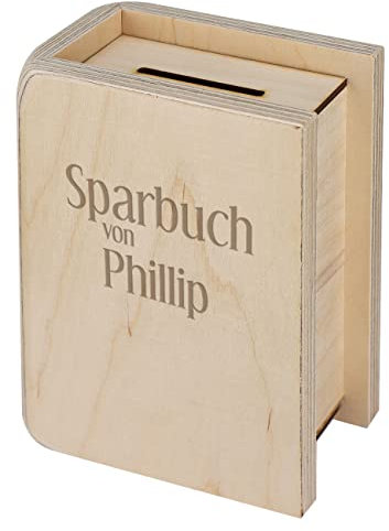 Herz & Heim® Spardose in Buchform mit Namensgravur