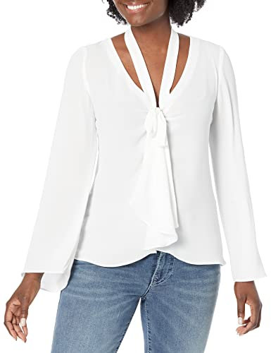 Bailey 44 Damen Ring My Bell Georgette Blouse Hemd, kreidefarben, Groß