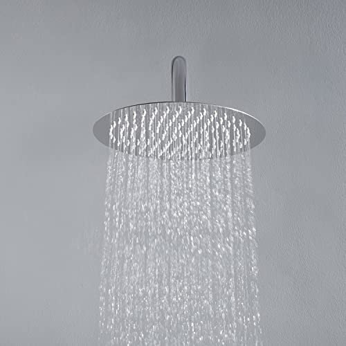 JOHO 304 Edelstahl Kopfbrause mit Anti-Kalk-Düsen, Duschkopf Regendusche Einbauduschkopf 20cm Rund Chrom