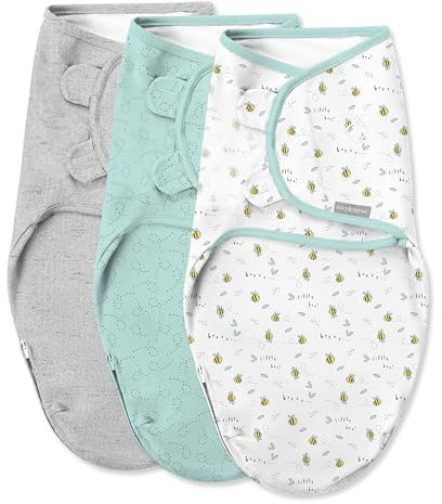 SwaddleMe Easy Change Swaddle - Größe S/M, 0-3 Monate, 3er-Pack (Kleine Bienen)
