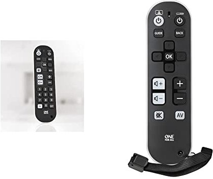 One For All Zapper+ Universal Fernbedienung TV & TV Zapper Universalfernbedienung — Steuerung von bis zu 3 TV-Set-Top-Boxen und Audiogeräten — Schlichtes Design — URC 6810, Schwarz