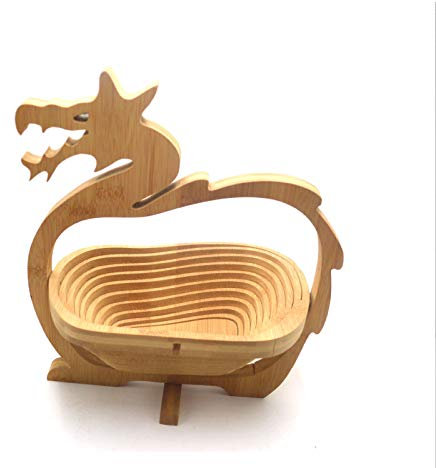 Beautiful Foldable Fruit Bowl, Dragon Shaped Fruit and Egg Basket, Fruit Holder Ideal Also as Saucer for Pots,Pots etc. Through The Technique,Space - Saving Storage,Dragon