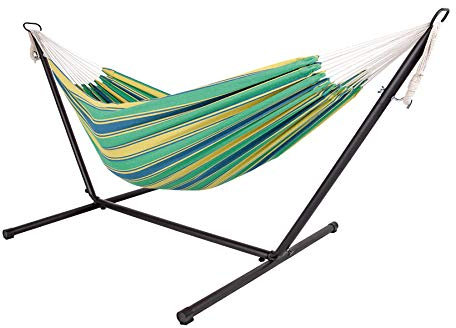 Livinxs Doppel Hängematte mit Stahlgestell | Platz für Zwei Personen | Perfekt für Garten, Balkon oder Terrasse | Hohe Belastbarkeit (Forest)