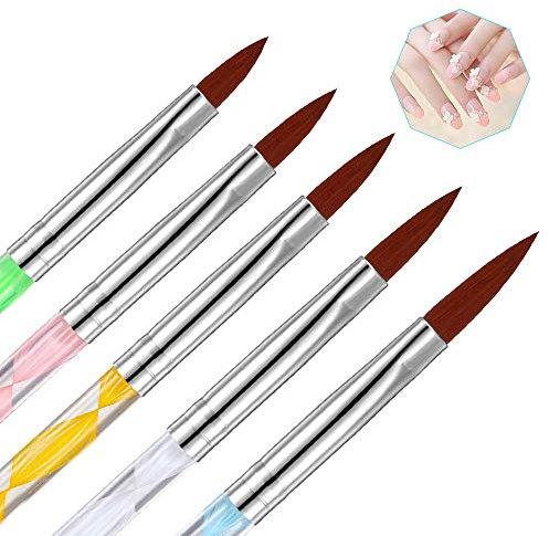 Nail Art Brushes Set, 5 Pieces Professional Nail Art Pens UV Gel Brush Nail Accessories, Acrylic Nail Paint Brush Nail Pens for Nail Design Nail Art Tool Set for DIY Painting Drawing Dotting