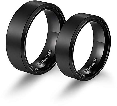 Mabohity Titan-Ring Herrenring Damenring 6mm 8mm Breit Titanium Ehering Verlobungsring Freundschaftsring Partnerring Paar Hochzeit Band, Schwarz (nur Herren)