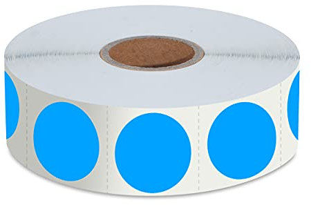 1500 Stück blaue runde Farbcodierungs aufkleber, Inventar etiketten mit Perforationslinie in Rolle (2,5 cm Durchmesser)