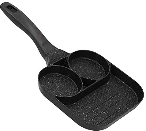 HERCHR Divided Frying Pan, 3 Section Nonstick Egg Frying Pan Omlette Maker Skillet