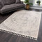 payé Teppich Wohnzimmer Mandala mit Fransen Deko Boho - Beige Grau - 160x230cm - Kurzflor Schlafzimmer Flur Dekoration Läufer - Orientalische Teppiche