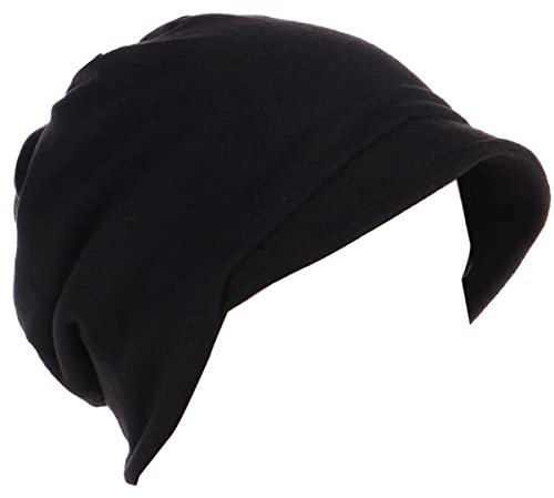 YOFASEN Damen Winter Warme Barett Mütze - Einfarbig Beanie Mütze Visor Baskenmütze Lässige Baumwolle Haarausfall Hut Haar Abdeckkappe Kopfbedeckungen für Haarausfall Chemo, Schwarz