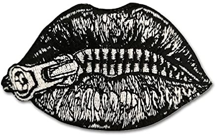 CHBROS Aufnäher Sew The Mouth, bestickt, zum Aufbügeln, für Kleidung, Jacken, T-Shirts, Rucksäcke, ..