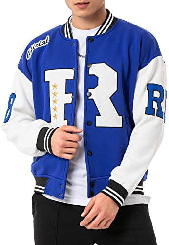 Redbridge Stylische Collegejacke im Retro-Look Sportliche Varsity-Jacke für Freizeit und Streetwear Saxeblau - Ecru XXL