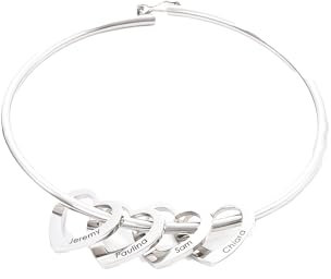 Armreif mit Herzanhänger/Beads. Bis zu 10 Anhänger möglich! Armband aus hochwertigem Edelstahl AE-AD-01