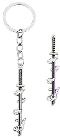 YURAOER Anime Slayer Schlüsselanhänger Pin Set – Cartoon Figuren 9 Hashiras Mini Katana Schwert Schlüsselanhänger Emaille Pin Schmuck Männer Frauen, Mist Hashira Muichiro Tokito, Standard größe