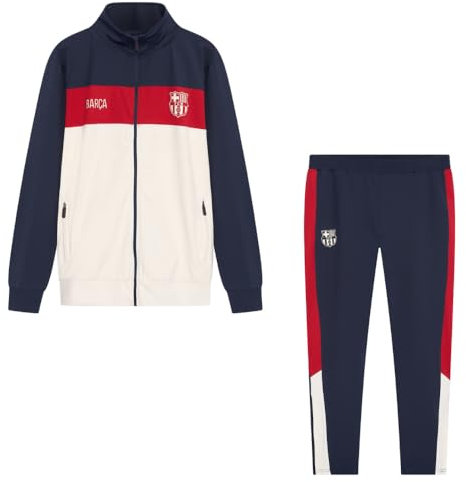 FC Barcelona Tracksuit Blau/Beige 22/23 - Size 116/6 Jähre - Trainingsanzuge für Kinder - Langarm Barca Trainingsjacke und Jogginghose - Jacke und Hose für Fussball Training - Barca Tracksuit