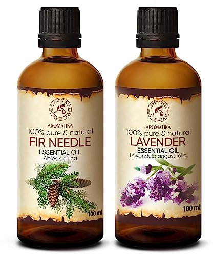 Ätherische Öle Set 2x100ml - Ätherisches Lavendelöl und Fichtennadelöl - Aromatherapie GeschenkSet für Diffuser - Öle für Diffusers und Seifenherstellung - Öle für Kerzen und Romantik - Duftlampe