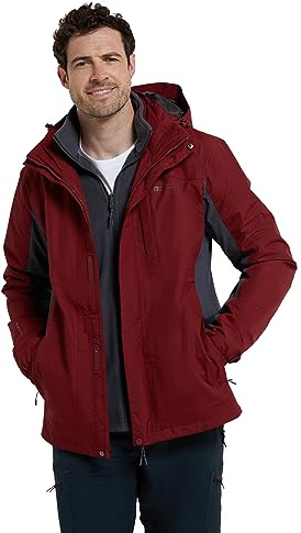 Mountain Warehouse Thunderstorm Mens 3 in 1 Jacket | Breathable Winter Coat with Adjustable Cuffs & Zipped Pockets, Detachable Hood for Versatility, For Winter, Walking & Rain