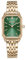 BURKER Damenuhr Isabell, Rechteckiger Damen Armbanduhr Gliederarmband Edelstahl Analog Quarz 3-ATM Wasserdicht - 28 mm - Gold Grün
