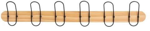 Five Kleiderhaken, 6 Haken, Holz und Metall, 77 cm