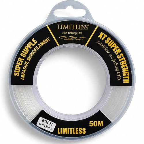 Limitless XT Super Strength Red Monofilament Fishing Line 50m – Japanese Nylon | Shock Leader, Rig Body & Hook Length Mono | Abrasion Resistant | 50lb–100lb