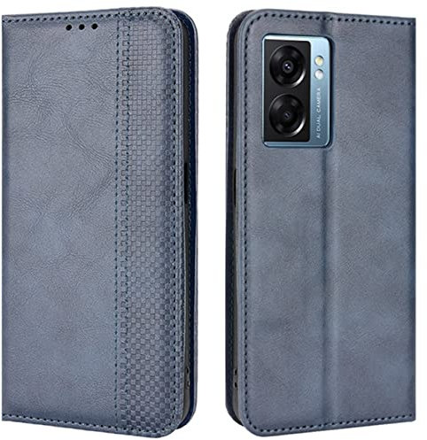 HualuBro Etui Coque pour Oppo A77 5G / Oppo A57 5G / Realme Narzo 50 5G, Etui Housse en Cuir de Protection Portefeuille Magnétique Antichoc Flip Cover Case pour Oppo A77 5G Coque (Bleu)