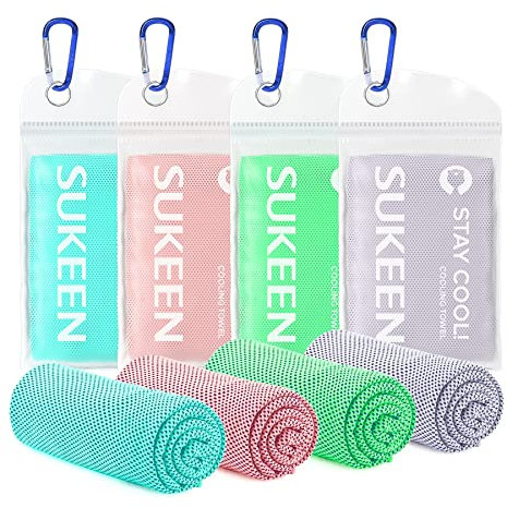 Sukeen 4 Stück kühlendes Handtuch für Kinder (78.9x22.9 cm), Eishandtuch, weiches, atmungsaktives, kühles Handtuch, Spielen, Schule und mehr Aktivitäten