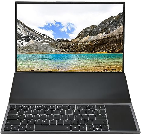 Zunate Laptop a Doppio Schermo, Notebook a Doppio Schermo da 16 Pollici e 14 Pollici con Touch, Computer con Processore da 16 GB DDR4 I7 10750H con Tastierino Numerico (16GB+1TB