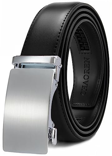 CHAOREN Automatik Gürtel Herren, Buckley Ledergürtel Ratsche Automatikschließe für Herren Business Anzug, 35mm Breit Gürtel Ohne Löcher, Größe Angepasst - Schwarz