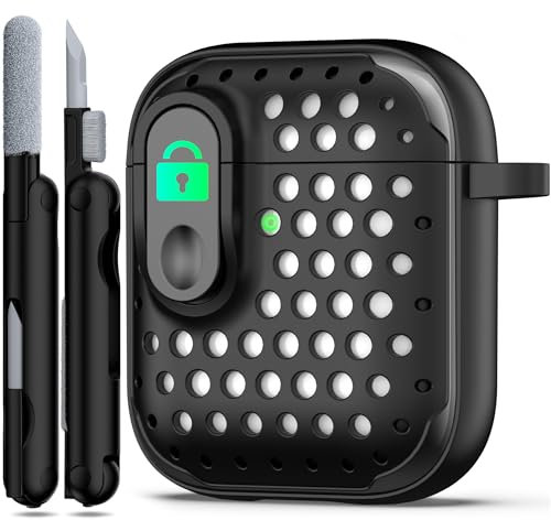 RFUNGUANGO Compatibile con AirPod Custodia Case,design anticaduta, potente protezione dalle cadute, stile personalizzato AirPod Custodia Case custodia AirPod 2nd 1st Generation,nero