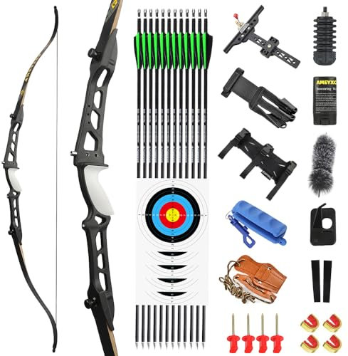 66 68 70 Takedown Recurve Bogen für Erwachsene & Jugendliche 14-40lbs Metall Riser Jagdbogen Langbogen Wettbewerb Sportlicher Bogen Rechtshänder (Schwarz-Schwarze gliedmaßen, 70-34lbs)