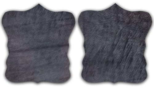 unendlich schoen - 2er Platzset Platzdeckchen, echt Kuhfell abwaschbar, Tischset natürlich rutschfest, Deko Telleruntersetzer Esstisch Wohnzimmer (schwarz, 40 x 38 cm)