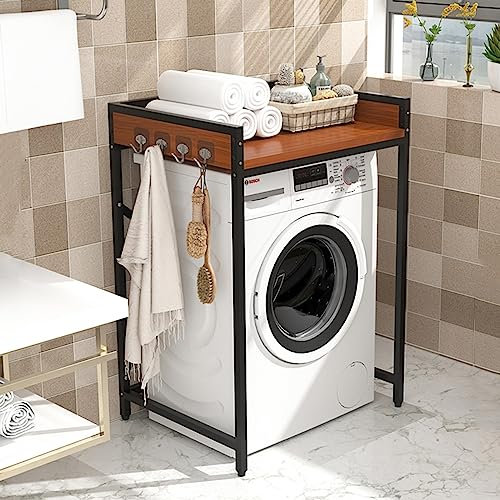 Freestanding Washing Machine Storage Rack - Organiser Cupboard for Bathroom Laundry Shelf - Over Washing Machine Storage Unit - 70Ã—60Ã—105cm