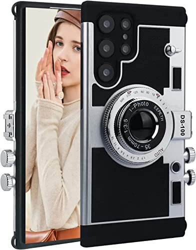 CQUUKOI Emily in Paris Handyhülle für Samsung Galaxy S24 Ultra, süße 3D-Vintage Kamera Handyhülle mit Lanyard Schultergurt Einzigartige Coole Silikon PC Hülle für Mädchen Frauen (Galaxy S24 Ultra)