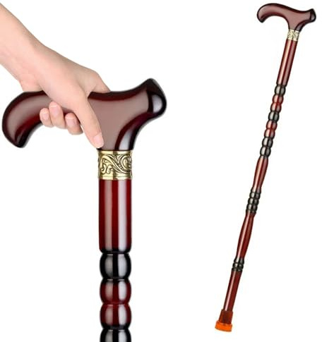 SKINCATE Holz Gehstock 80cm 85cm 90cm 95cm Einteiliger Wanderstöcke Spazierstock Aus Holz Für Senioren Herren Und Damen Ergonomische Gehstöcke Gehhilfen(Color:A,Size:90cm(35in))