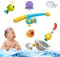 SPITZER TOYS® 8-teiliges Angelspiel für die Badewanne, Magnetisches Badespielzeug mit Fischernetz & Wasserpistole, Wasserspielzeug ab 1 2 3 4 Jahre - Geschenk für Mädchen & Jungen