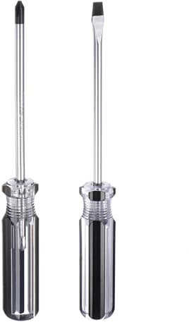 sourcing map 2pcs Magnetic Phillips Slotted Screwdriver 5x100mm Rod PH2 Cross Head 5.5mm Flat Head Screw Driver with Non-Slip Handle for Appliances Repair Improvement, Black