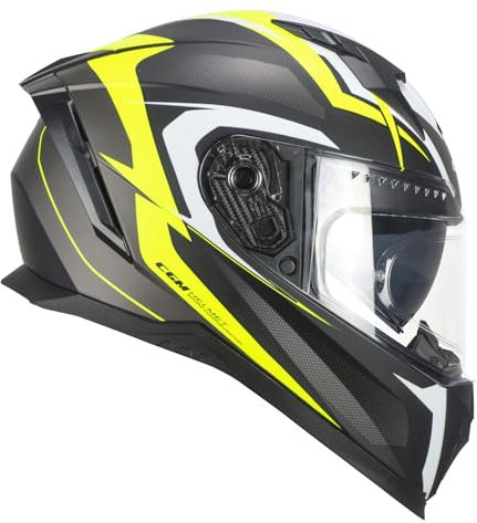 CGM Casco integrale, 311G BLAST SPORT Nero Giallo fluo opaco, M (57-58cm)